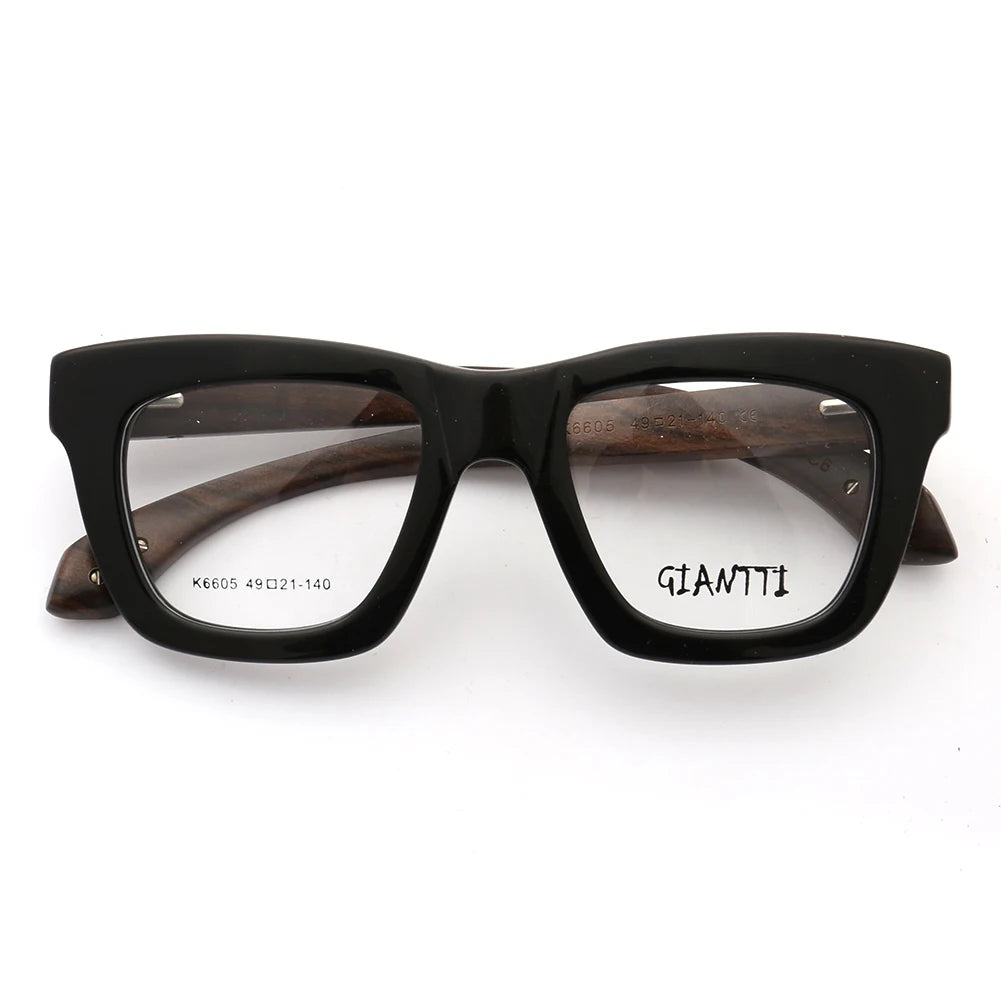 Women Vintage Wooden Glasses Frames Men Wood Eyeglass Frames Oversized Fashionable Square Retro Rx Eyeglasses Frames Optical