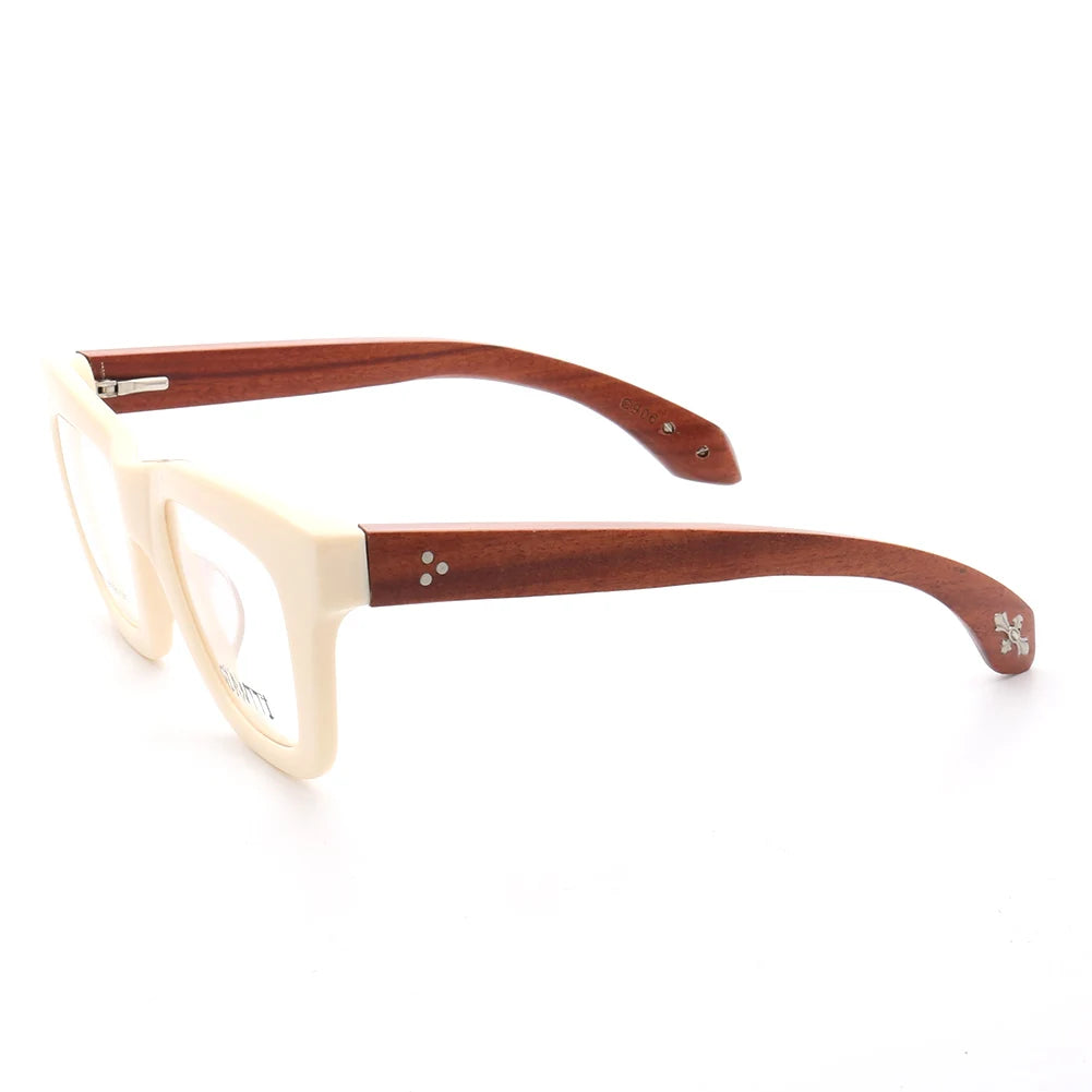 Women Vintage Wooden Glasses Frames Men Wood Eyeglass Frames Oversized Fashionable Square Retro Rx Eyeglasses Frames Optical