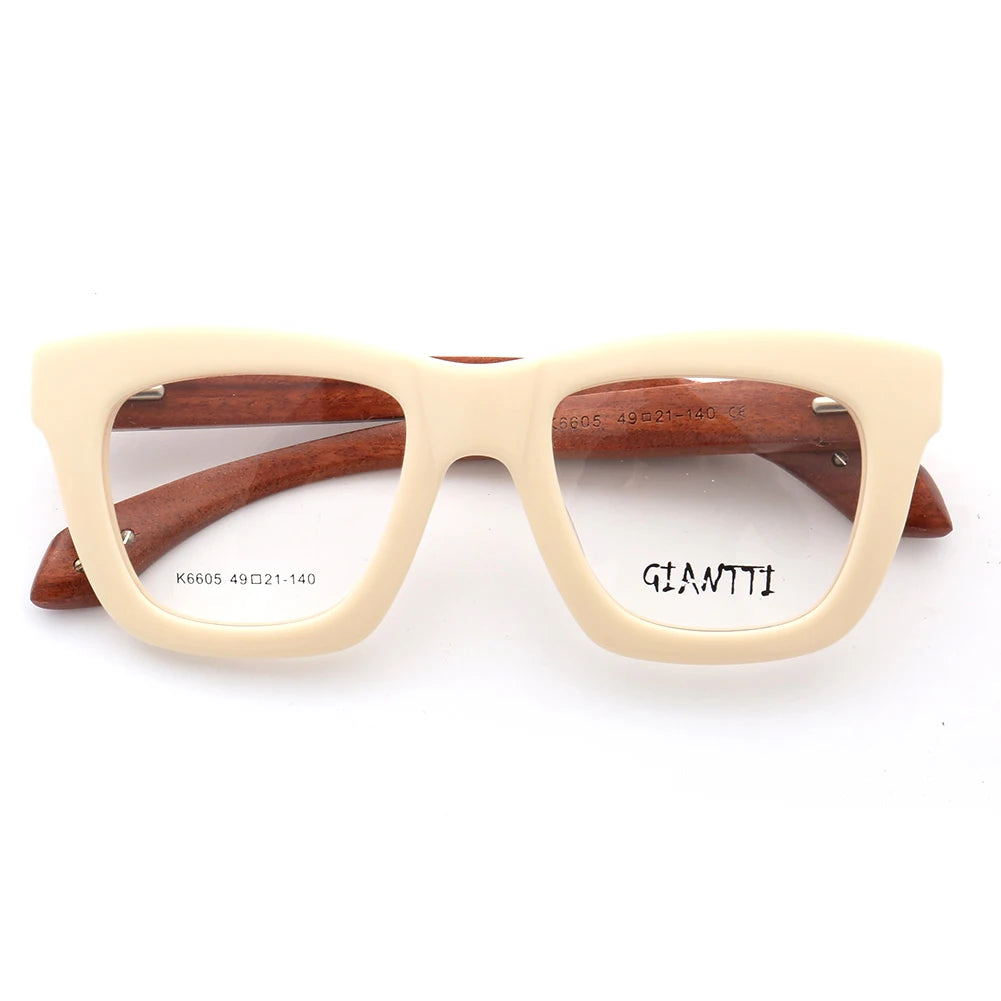 Women Vintage Wooden Glasses Frames Men Wood Eyeglass Frames Oversized Fashionable Square Retro Rx Eyeglasses Frames Optical