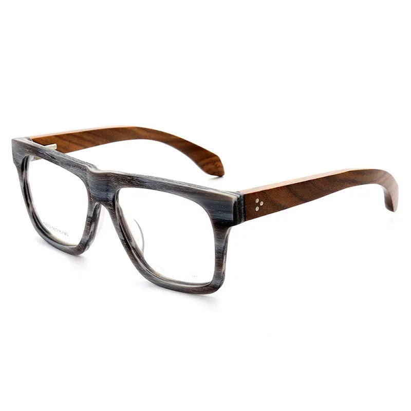 Women Vintage Wooden Glasses Frames Men Wood Eyeglass Frames Oversized Fashion Square Retro Rx Eyeglasses Frames Optical Eyewear