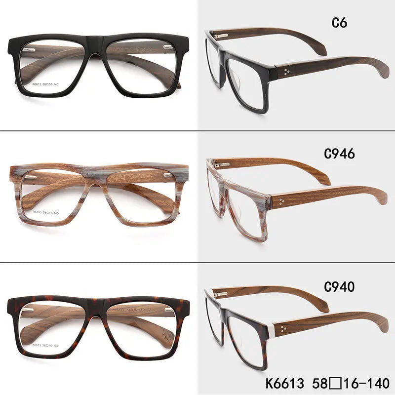 Women Vintage Wooden Glasses Frames Men Wood Eyeglass Frames Oversized Fashion Square Retro Rx Eyeglasses Frames Optical Eyewear