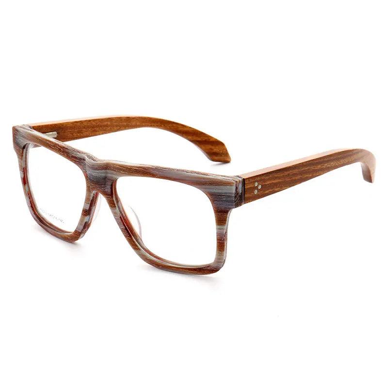 Women Vintage Wooden Glasses Frames Men Wood Eyeglass Frames Oversized Fashion Square Retro Rx Eyeglasses Frames Optical Eyewear