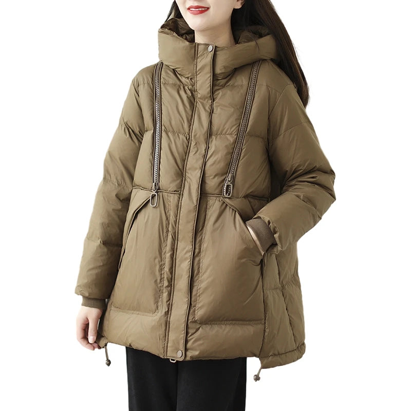 New 2023 Winter Fashion Parkas Womens Warm Loose Duck Down Jackets Ladies Luxury Casual Hooded Coats Vintage Snow Clothing