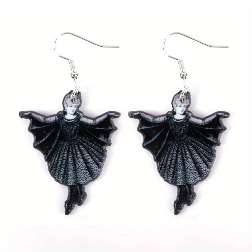 Black Cat Head Pendant Acrylic Earrings Dangle Earrings Drop Earrings Hook Earrings Halloween Jewelry Accessories For Women