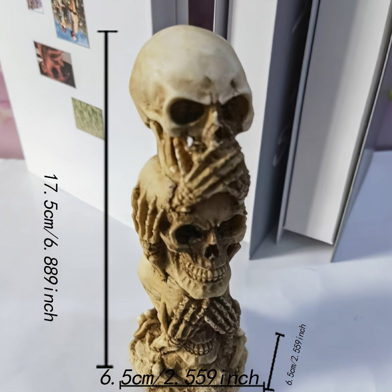 1pc, Halloween Skull Resin Craft Ornament - Creative Decoration for Scene, Room, and Holiday Accessories