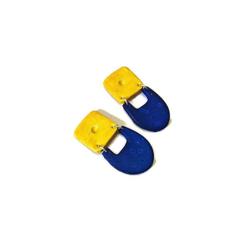 Black & Yellow Clip On Earrings for Non Pierced Ears- "Val"-5