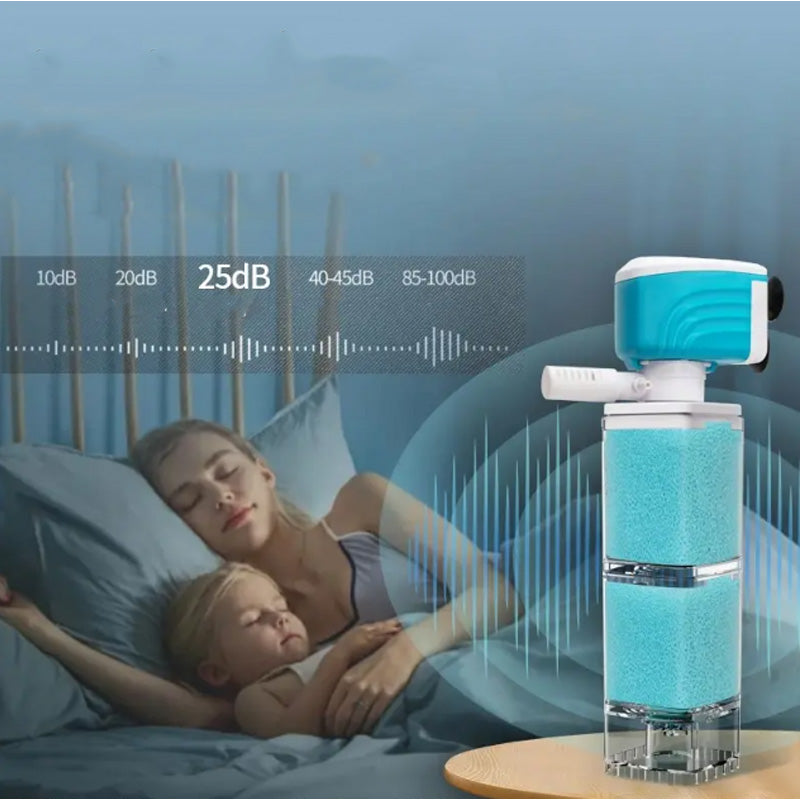 Automatic Aquarium Filter System 4W/220V Fish Tank Built-in Filter Oxygenated Water Circulation Anti Backflow Water Pump-US Plug