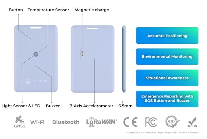 Seeed Studio SenseCAP T1000 B Tracker T1000-B LoRaWAN GPS GNSS WiFi Bluetooth Location Tracking for Indoor Outdoor Positioning